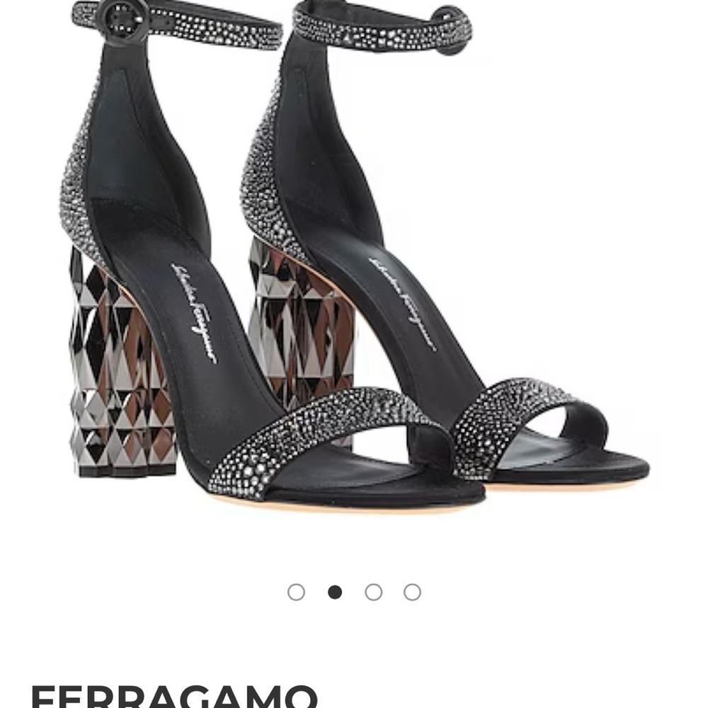 Salvatore Ferragamo Black and Silver Embellished Heels